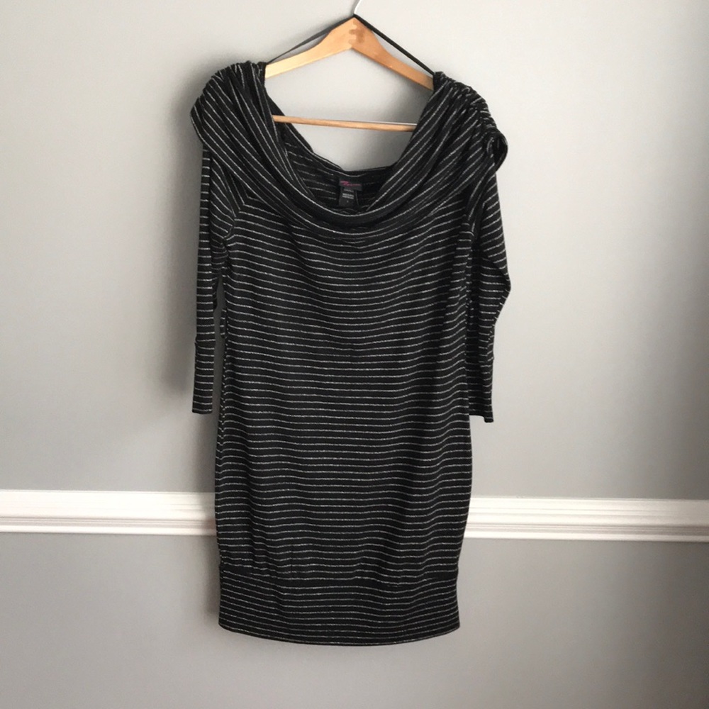 Torrid Black and Silver Striped Tunic/Dress NWT